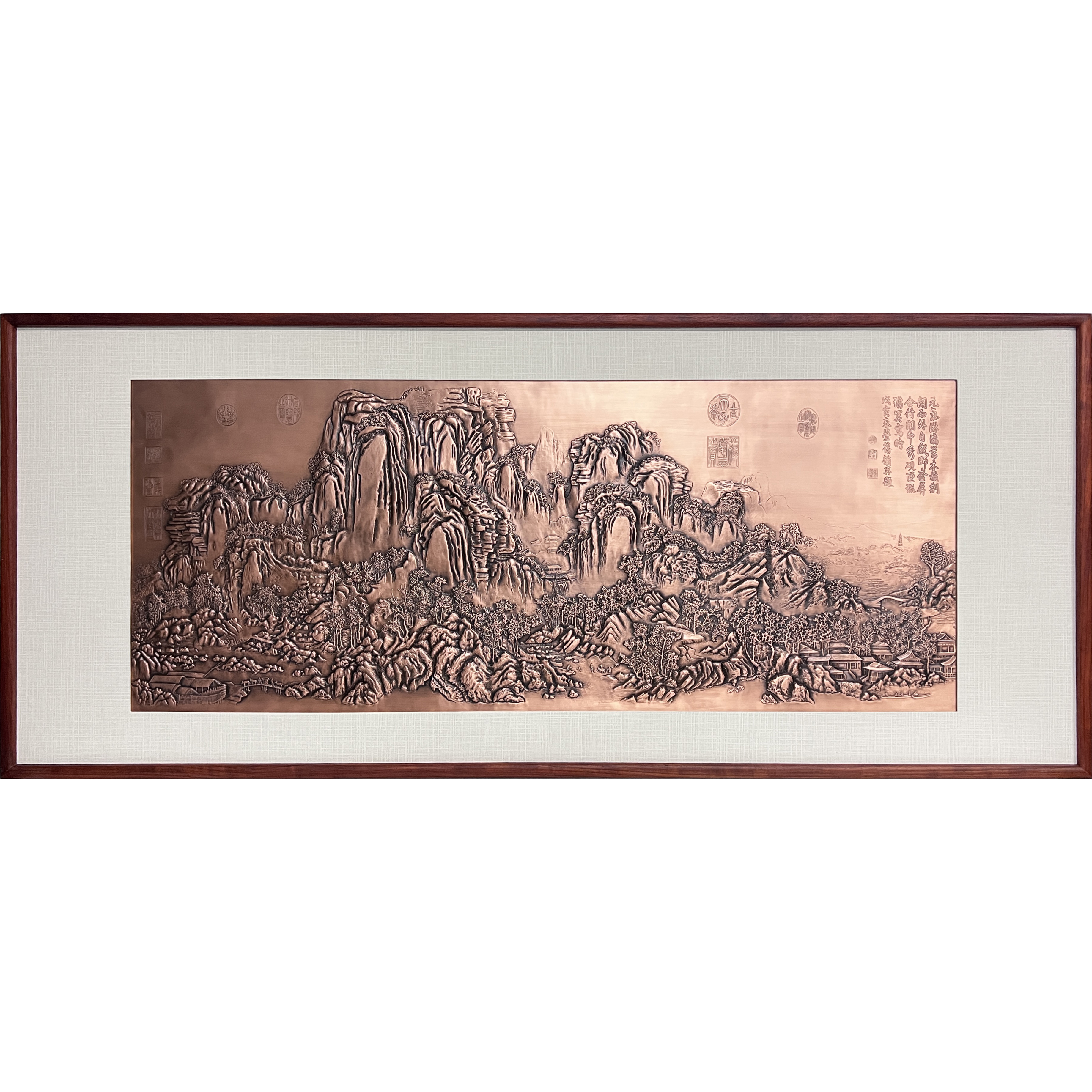 《茂林遠岫圖》紫銅壁畫